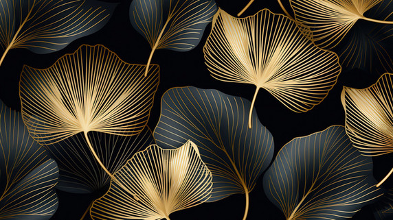 创意金叶植物装饰艺术壁纸4背景叶子纹理底纹黑金色