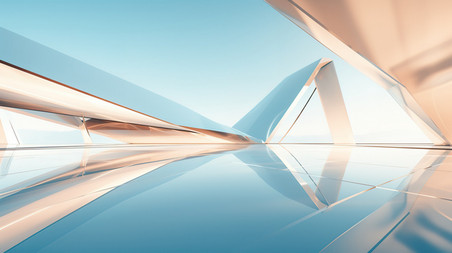 创意浅蓝色玻璃简约几何背景2商务科技抽象通道