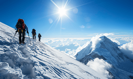 创意雪山人物攀爬登山企业文化励志摄影图11运动人物