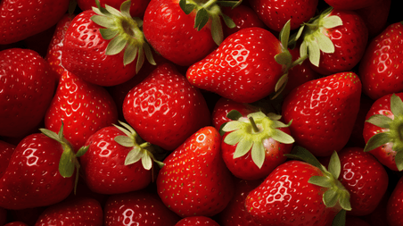 新鲜可口的草莓特写生鲜水果俯拍