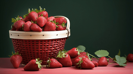 水果篮子产品摄影草莓3生鲜水果黑色背景