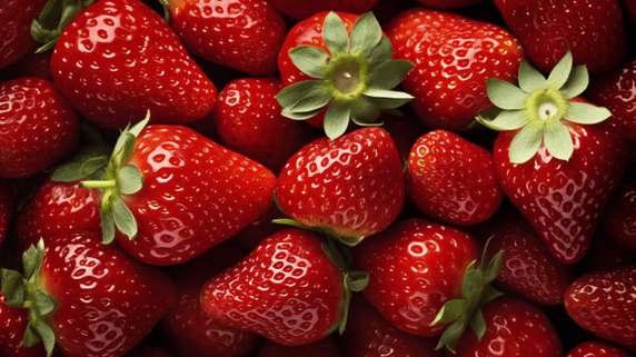 新鲜可口的草莓特写水果生鲜俯拍