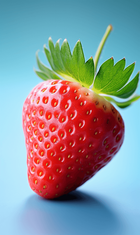草莓水果产品摄影特写7蓝色背景