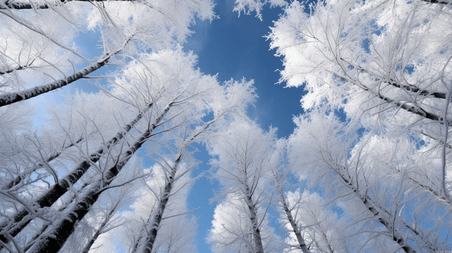 潮国创意冬日树挂雪景摄影冬天冬季森