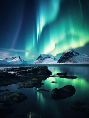 创意冰川美丽的极光风景5背景北极圈北欧