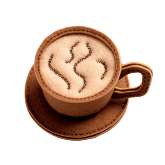 潮国创意造型布艺咖啡元素立体免扣图案