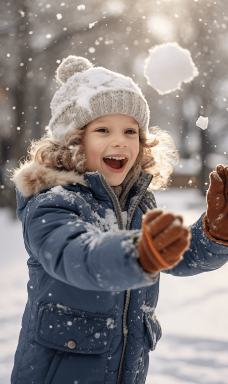创意冬天大雪小孩玩雪雪地积雪人物摄影1欧美人像儿童