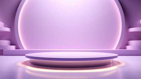 创意浅紫色舞台电商3D背景3妇女节直播背景