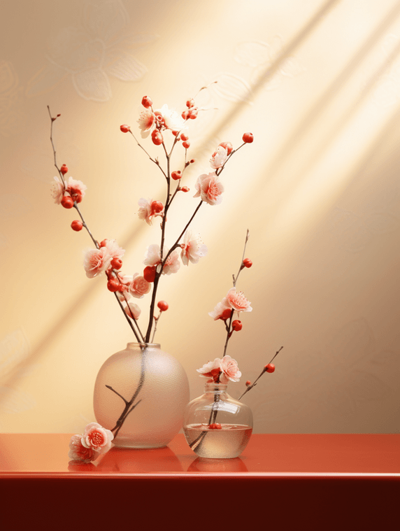 创意红色花艺插花唯美背景42春节新年装饰
