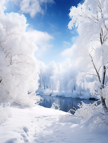 创意宁静冬天白雪皑皑的树木15冬季雪景雪地森林