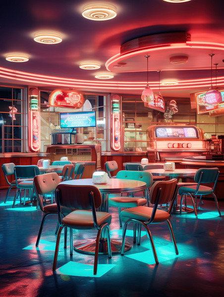 潮国创意霓虹灯下的现代复古风格咖啡馆12赛博朋克酒吧