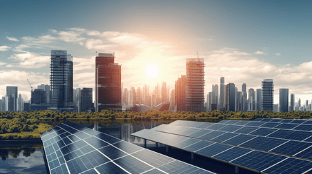 潮国创意光伏太阳能板图片新能源城市