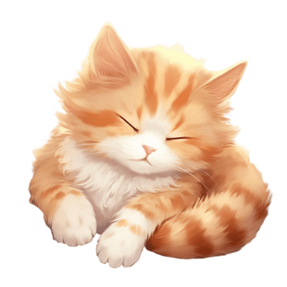 潮国创意艺术睡觉小猫元素立体免抠图案动物宠物