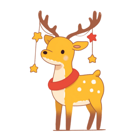 潮国创意手绘元素圣诞节驯鹿卡通动物小鹿