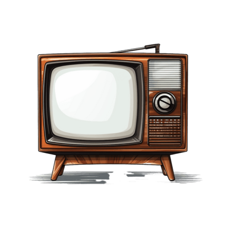 潮国创意向量老式真实感黑白crt电视