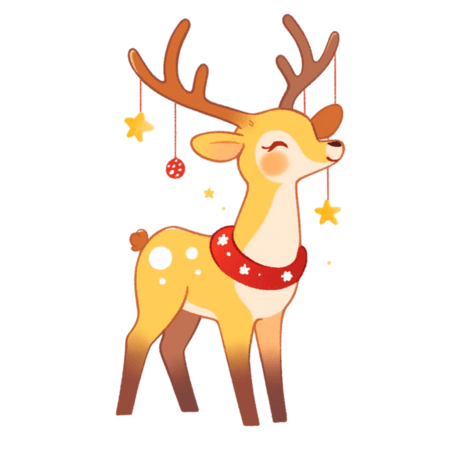潮国创意圣诞节驯鹿手绘卡通元素动物小鹿