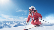 创意冬季滑雪儿童摄影冬天潮流运动体育