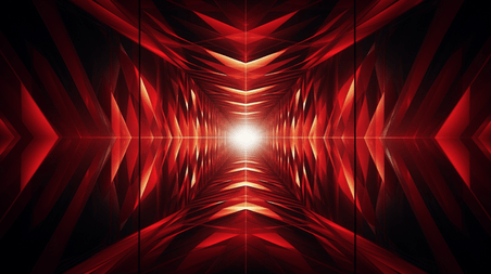 创意红色几何纹理通道隧道电商光效创意造型背景