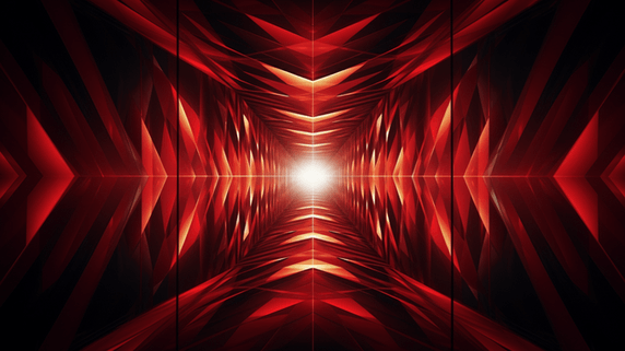 创意红色几何纹理通道隧道电商光效创意造型背景