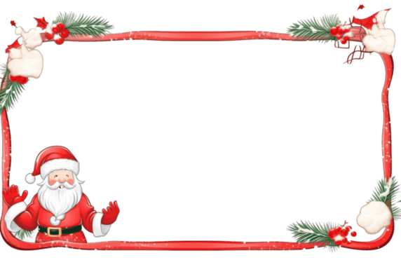 潮国创意圣诞节边框圣诞红色圣诞老人卡通手绘元素