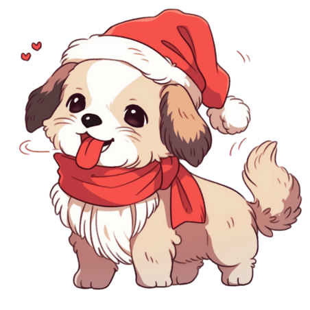 潮国创意卡通冬天圣诞节宠物狗手绘元素动物宠物