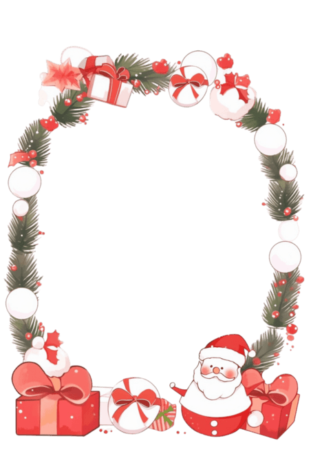 潮国创意圣诞节圣诞老人边框卡通手绘元素