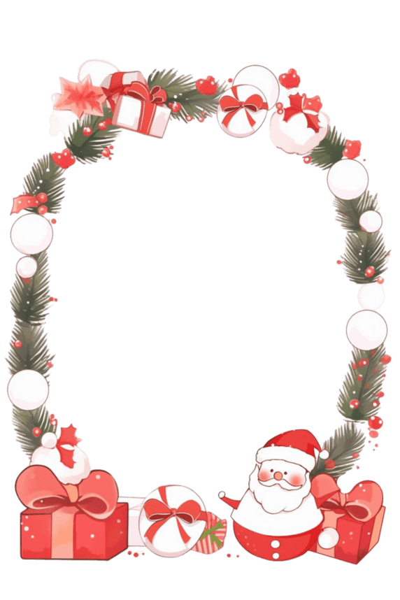潮国创意圣诞节圣诞老人边框卡通手绘元素