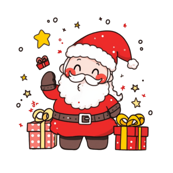 潮国创意圣诞老人圣诞节简笔画卡通手绘元素