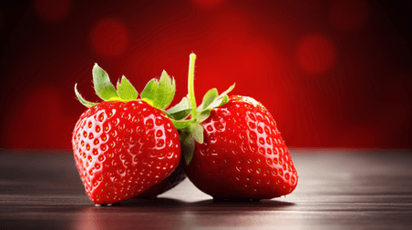 创意水果草莓产品摄影图红色背景