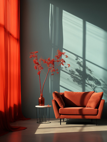 潮国创意窗帘窗户椅子电商背景9室内装修