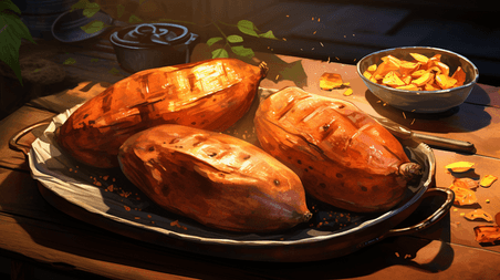 创意各式各样地瓜美食插画4冬天烤红薯