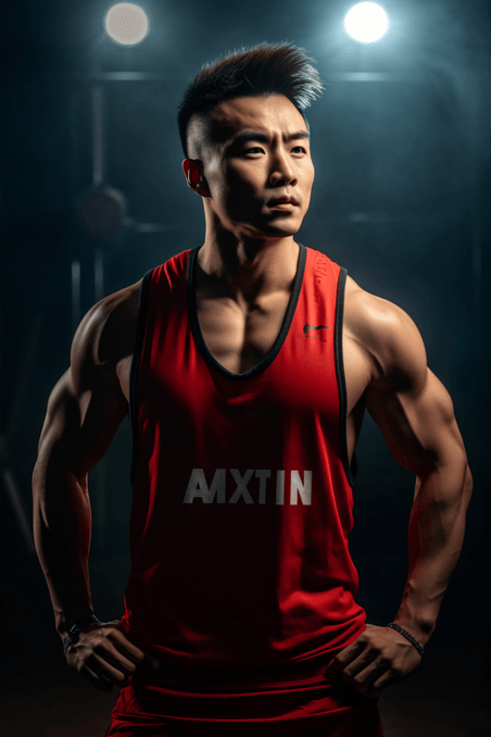 潮国创意运动员健身教练肌肉猛男人像亚洲人像