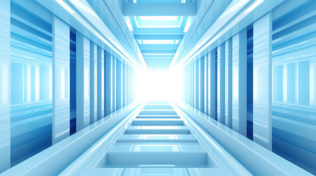 潮国创意浅蓝色未来隧道背景14抽象商务科技电商背景
