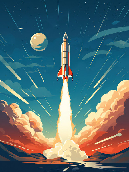创意火箭发射的海报插图15美式漫画风航天科技