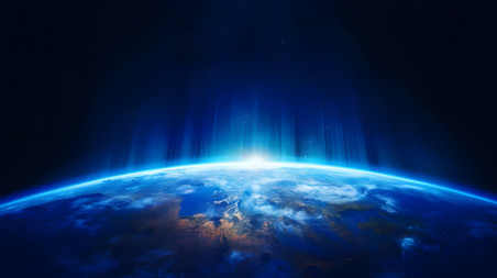 潮国创意太空拍摄地球蓝光背景宇宙太空