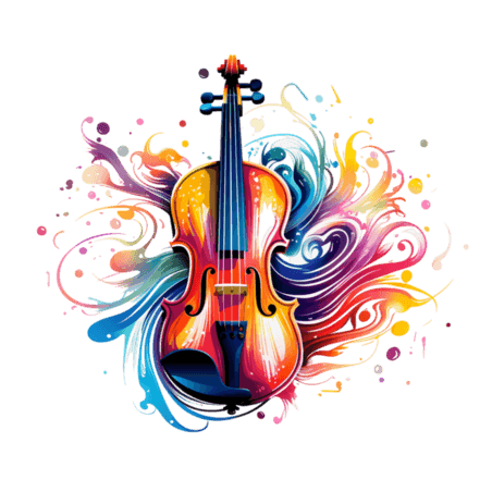 潮国创意乐器小提琴线上课程水彩彩色艺术音乐