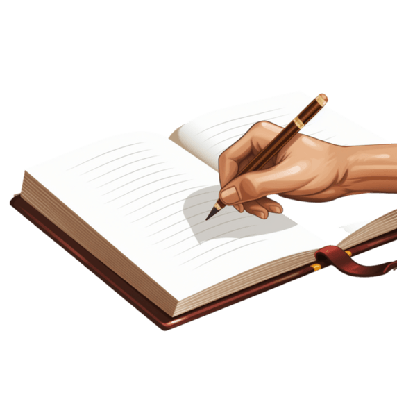 潮国创意拿着钢笔在书上写字的人书本写字记笔记