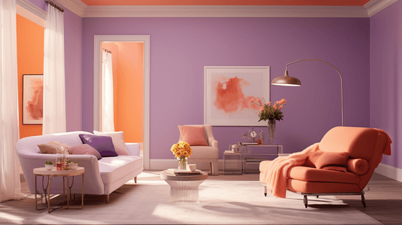 紫色创意现代感客厅温馨室内装修装潢家居内饰