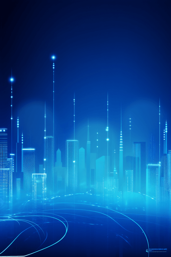 潮国创意城市科技线条蓝色光效背景