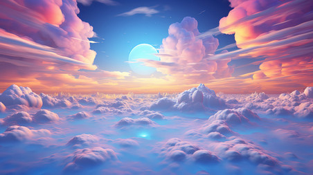 创意天空美丽云朵彩云云海夕阳浪漫唯美