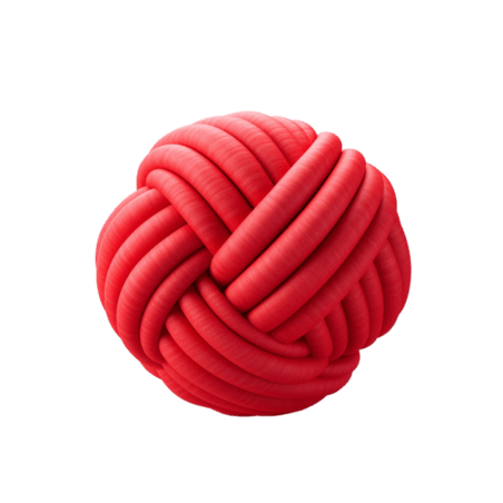 创意ai绘画红色毛球针织毛线球元素立体免抠图案