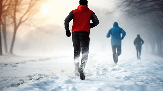潮国创意冬季雪地中跑步的人冬天冬季冬日运动