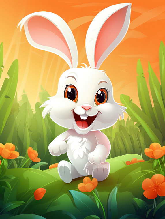 潮国创意可爱快乐的小兔子在胡萝卜地里16