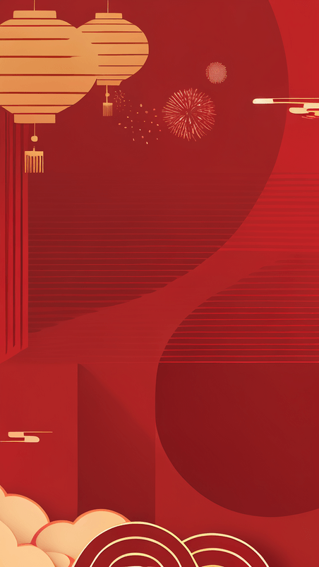 创意中国风红色喜庆新年通用底纹通用背景8春节
