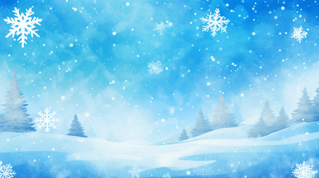 潮国创意冬季雪花风景背景36冬天雪景卡通蓝色大雪