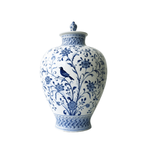 潮国创意瓷器造型花瓶元素立体免扣图案青花瓷