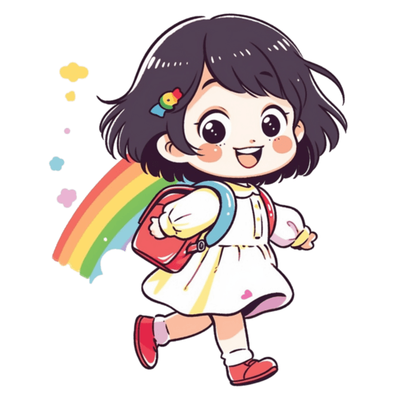 潮国创意小女孩背着书包开学季卡通手绘元素