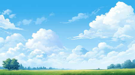 潮国创意绿色环保草地装饰背景7卡通天空