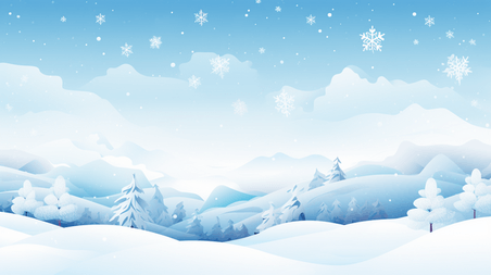 潮国创意蓝色冰天雪地唯美背景1冬天冬季大雪卡通雪景