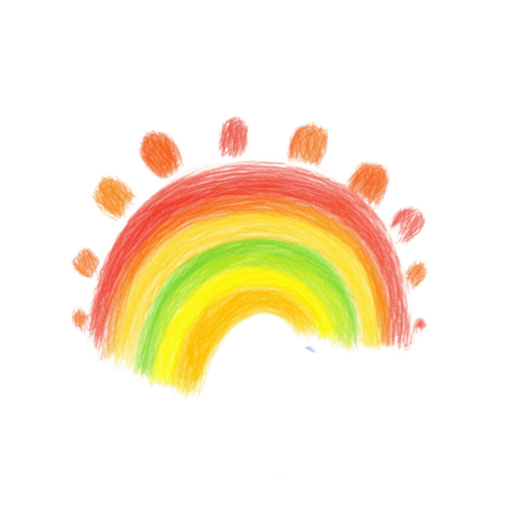 潮国创意手绘蜡笔彩虹太阳卡通免抠元素
